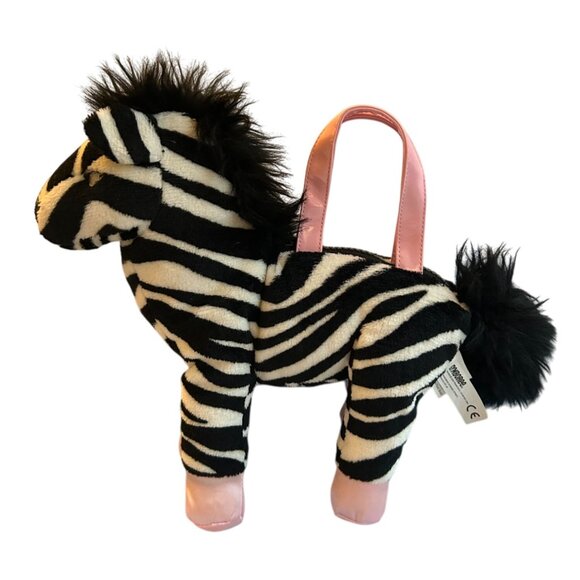 Gymboree Girls Plush Zebra Purse 2008 Black & White Striped Satin Interior & Pin - Picture 1 of 3